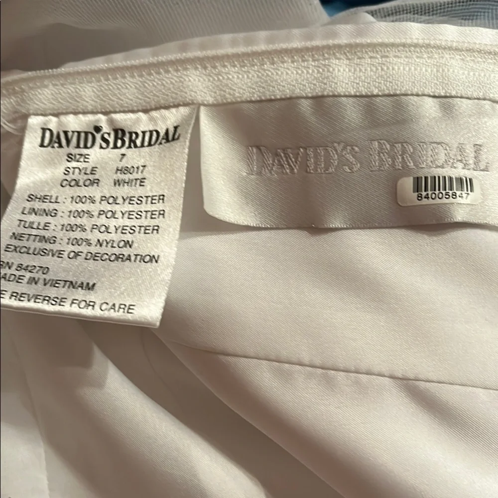 David's Bridal White Girls Embroidered Tulle Gown - Picture 10 of 13